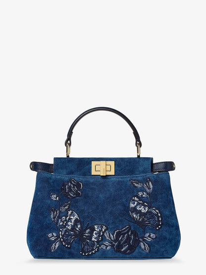 Peekaboo Mini Denim crossbody bag with Night Butterfly Embroidery thumbnail