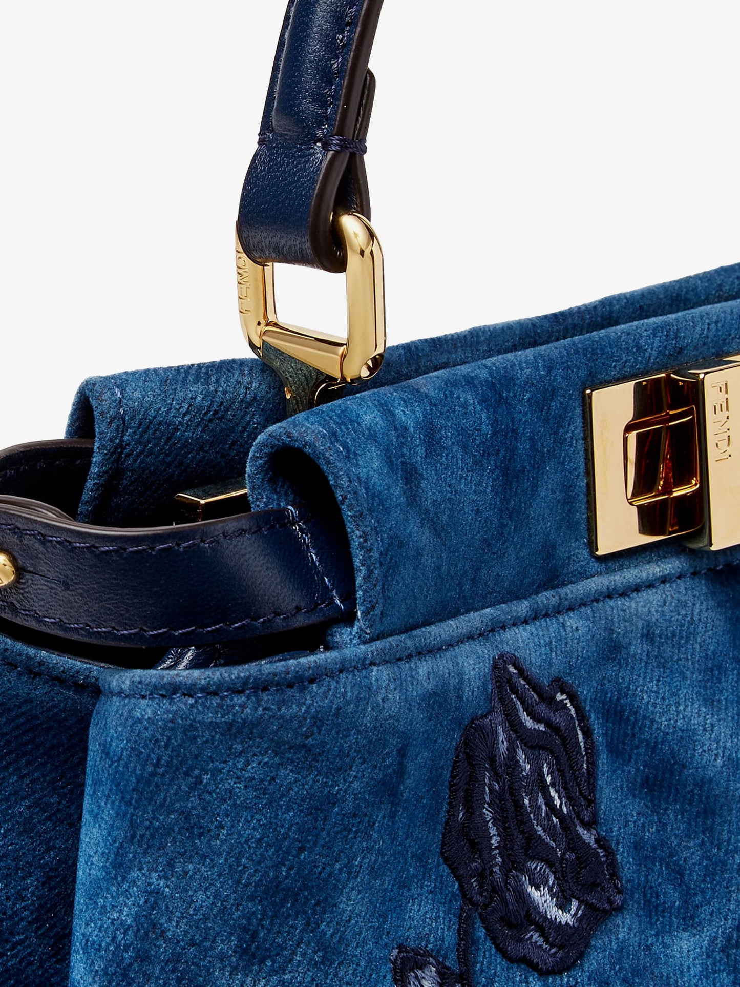 Peekaboo Mini Denim crossbody bag with Night Butterfly Embroidery