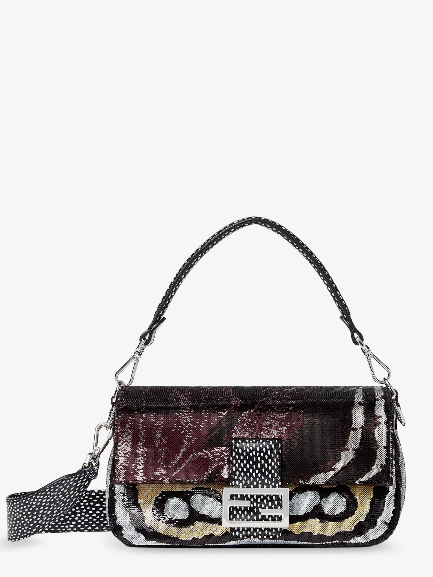 Borsa a tracolla Baguette in paillettes multicolor Night Butterfly
