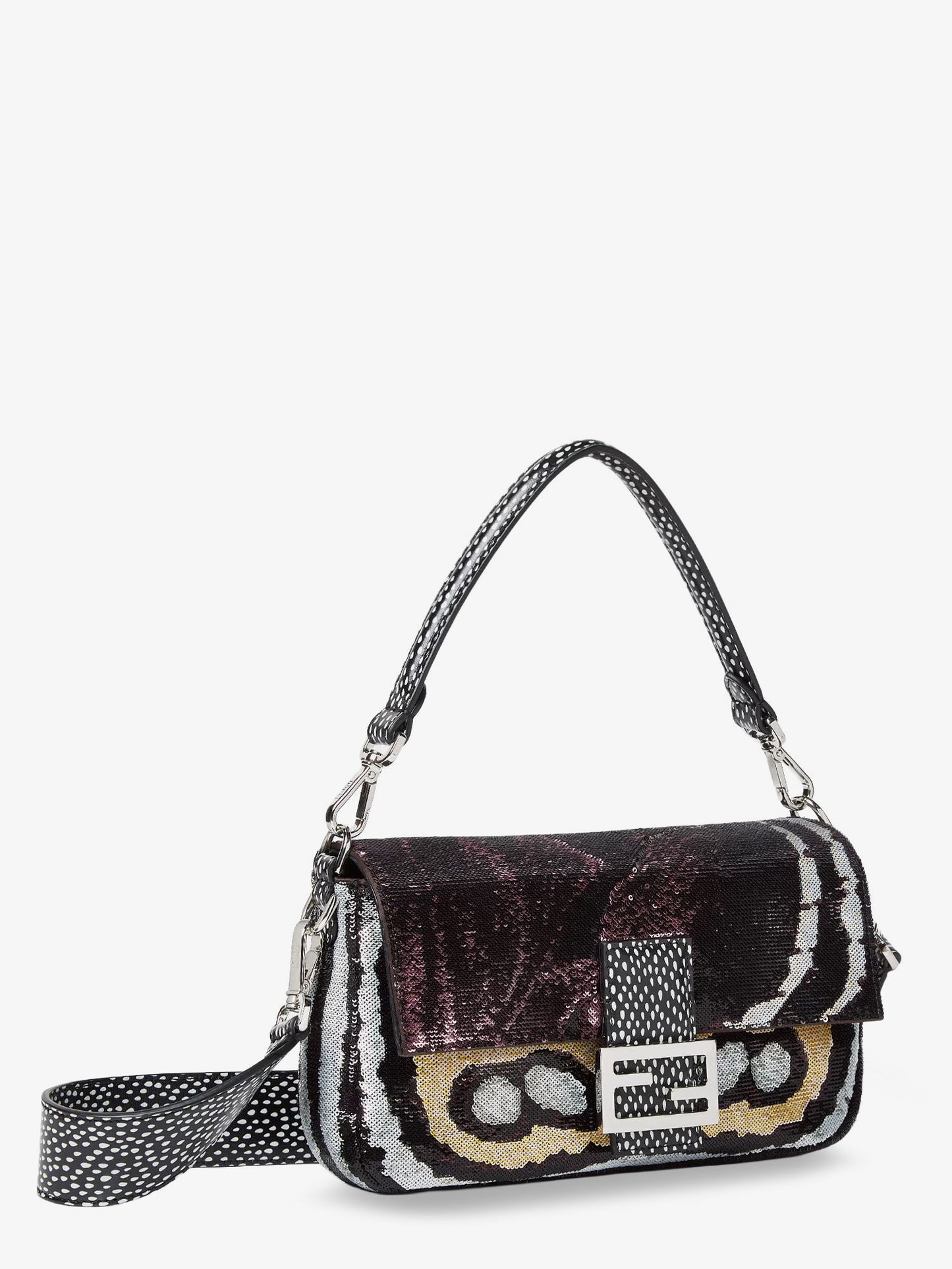 Borsa a tracolla Baguette in paillettes multicolor Night Butterfly