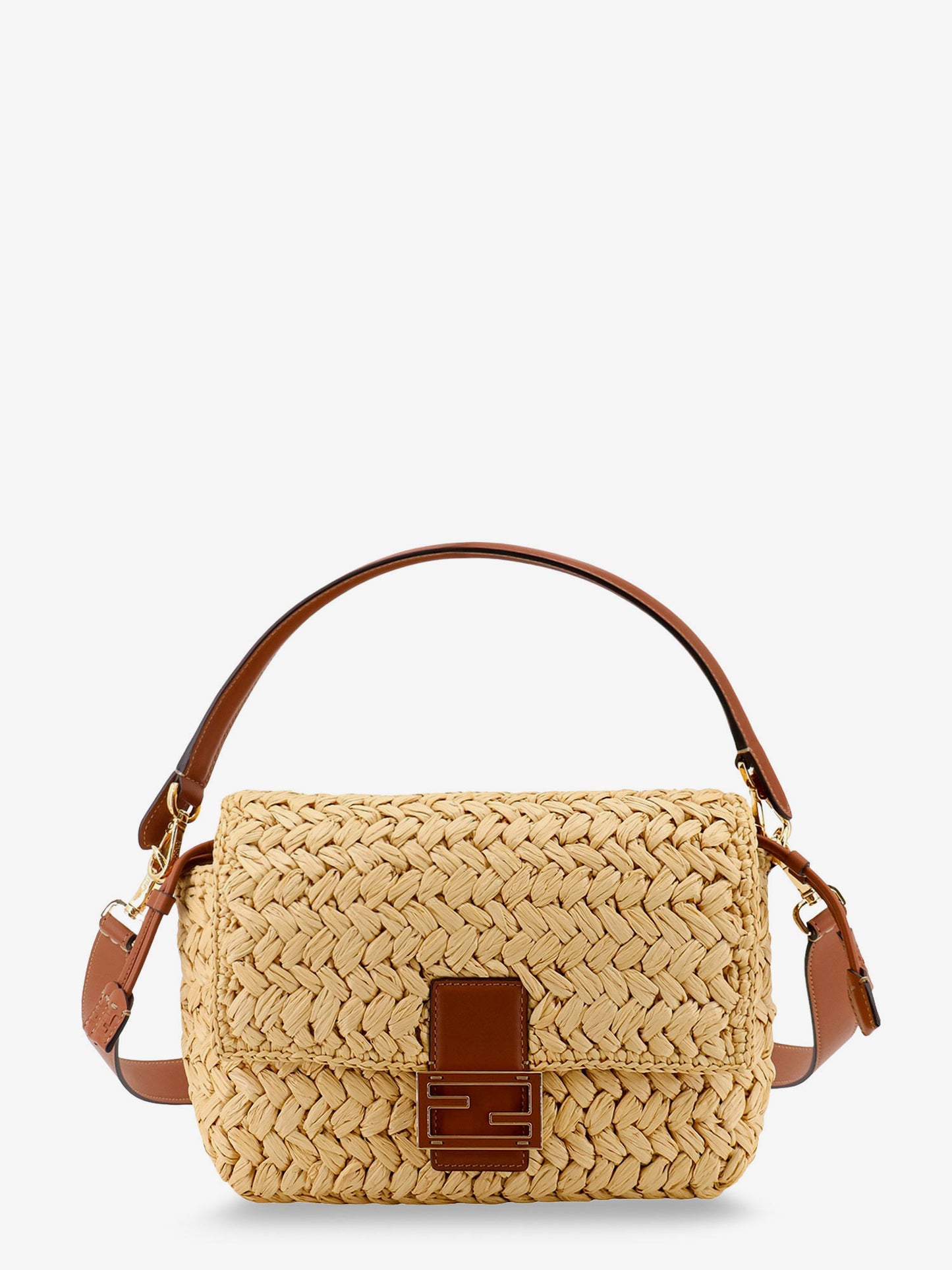 Mamma Baguette Medium raffia crossbody bag