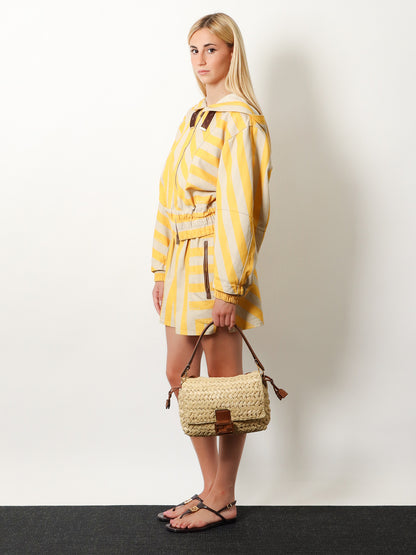 Mamma Baguette Medium raffia crossbody bag thumbnail