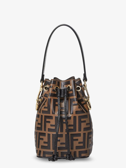Mini Mon Tresor leather bucket bag with all-over FF motif