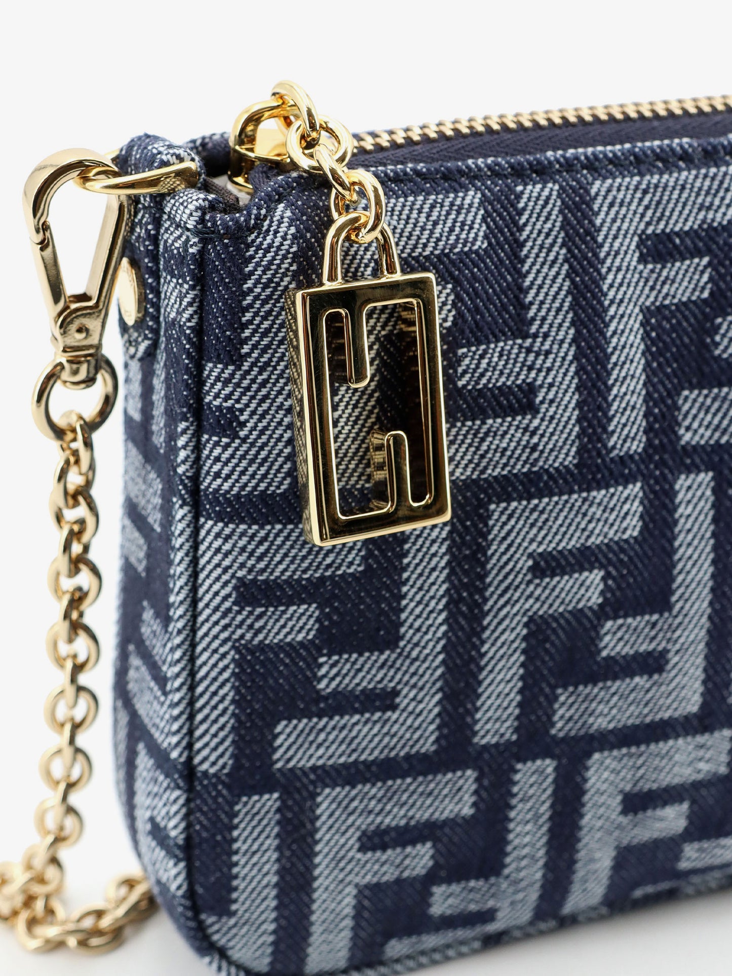 Baguette FF jacquard fabric clutch bag