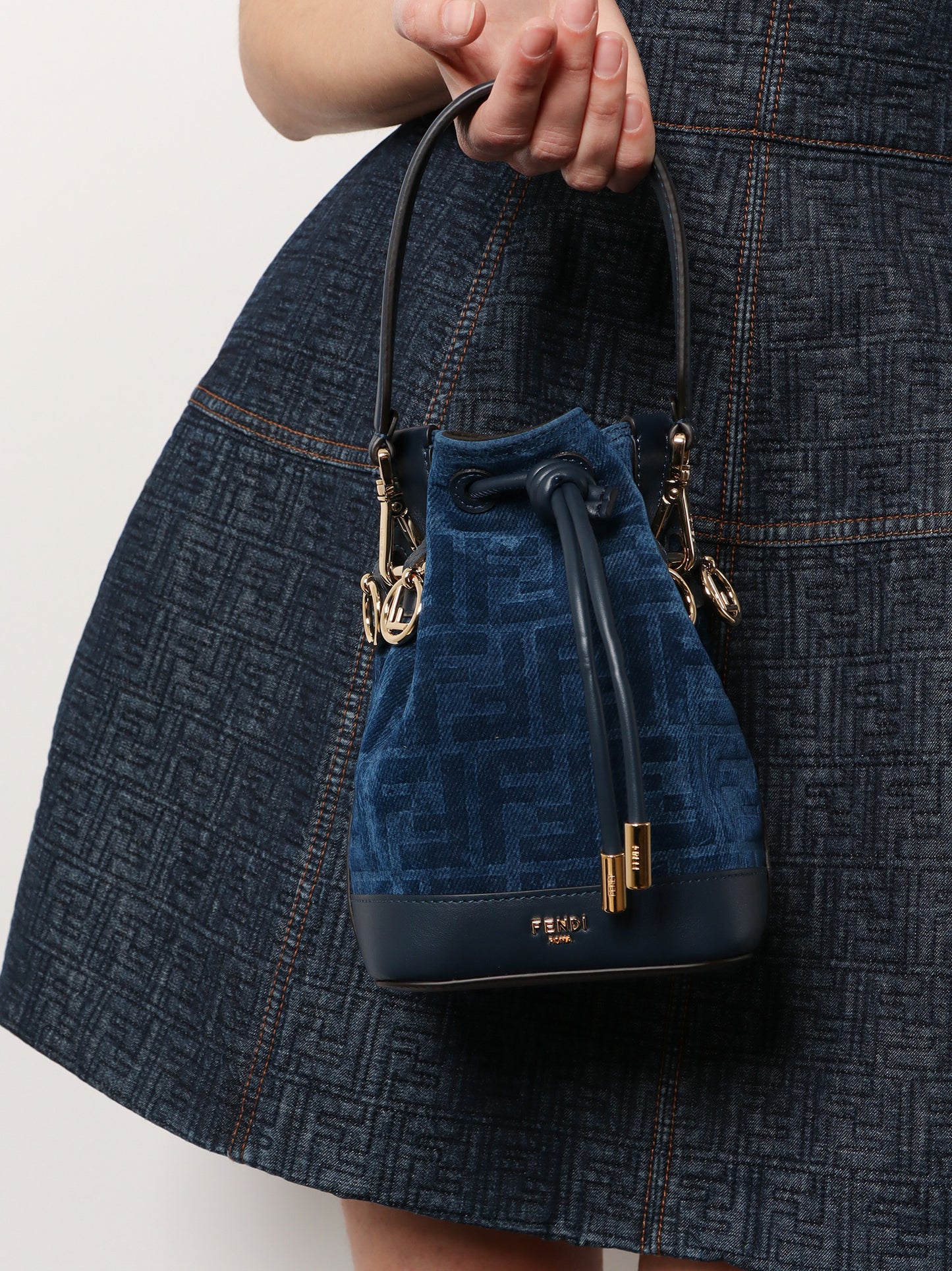 Mon Tresor FF flocked denim crossbody bag