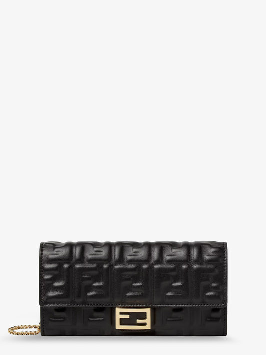 Borsa a tracolla Continental With Chain Baguette in pelle con motivo FF