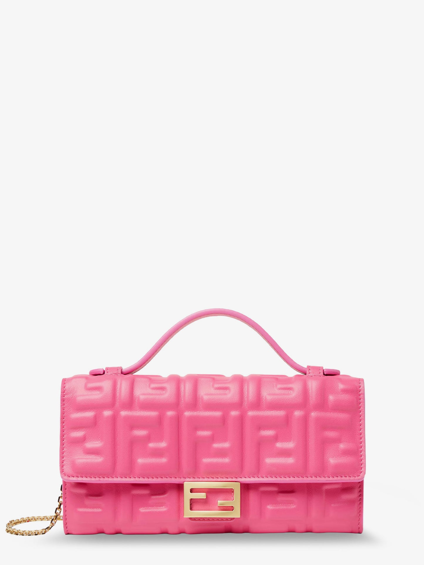 Continental with Chain Baguette leather shoulder bag with embossed FF logo