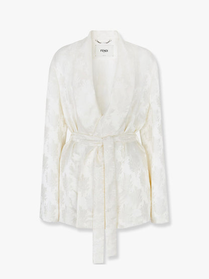 Jacquard silk blazer with floral motif thumbnail