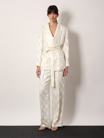 Jacquard silk blazer with floral motif thumbnail