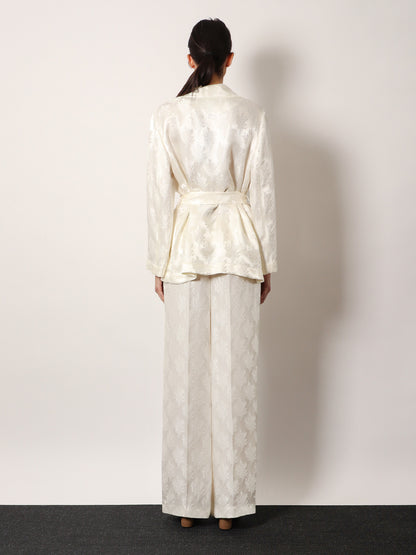 Jacquard silk blazer with floral motif thumbnail