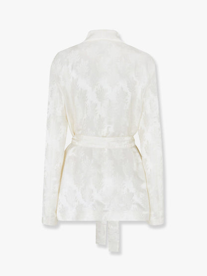 Jacquard silk blazer with floral motif thumbnail
