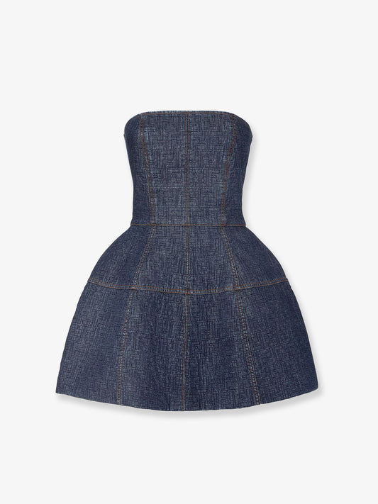 Padded denim mini dress