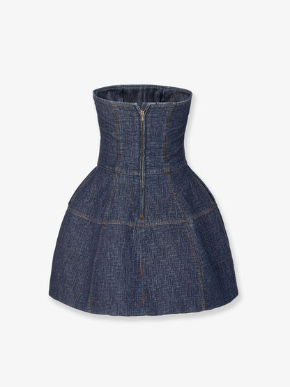 Padded denim mini dress thumbnail