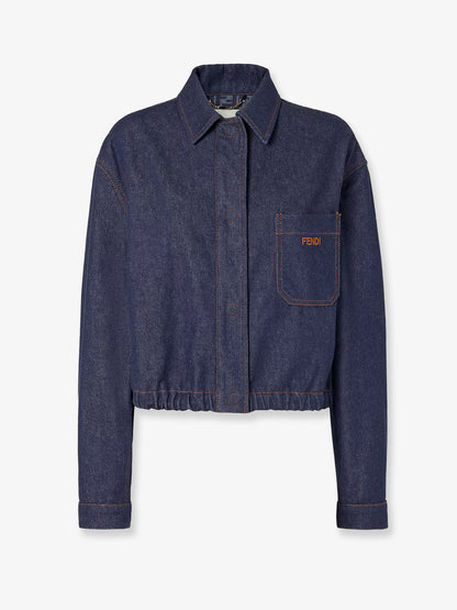 Denim jacket with front embroidered logo thumbnail