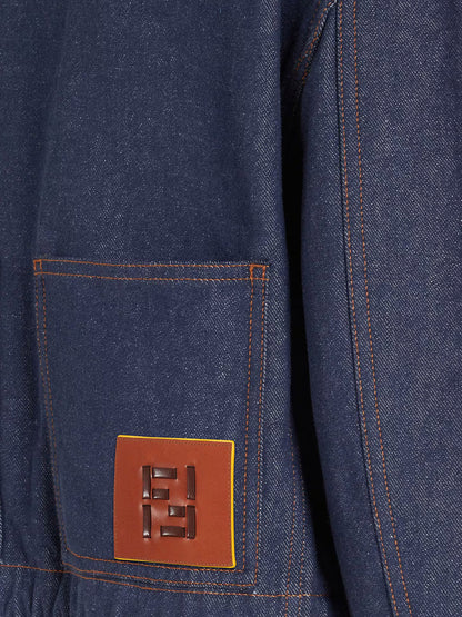 Denim jacket with front embroidered logo thumbnail