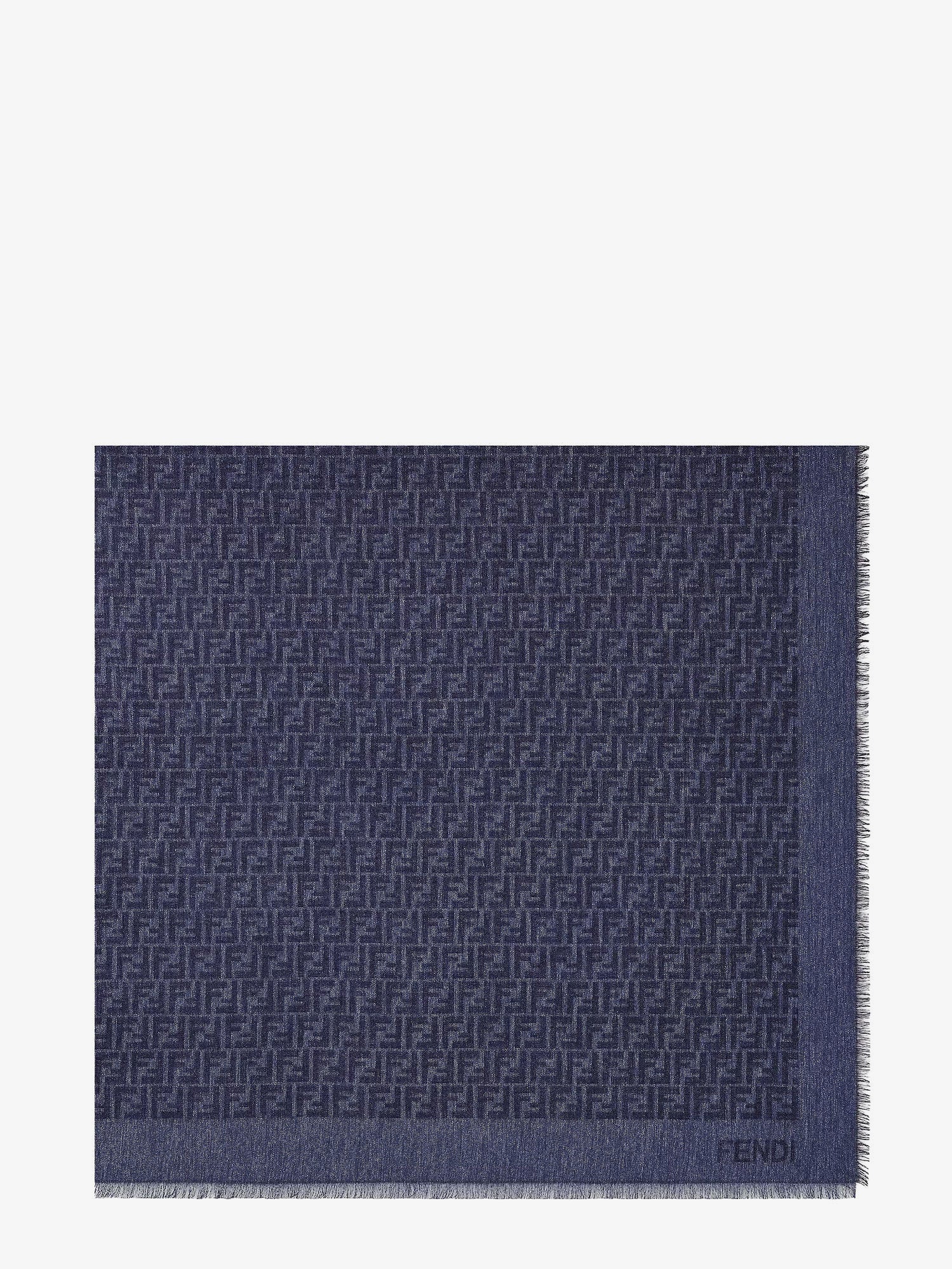 Fendi ハーフブランケット ネイビー FF cotton and wool shawl FENDI - Nugnes1920