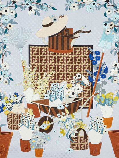 Silk scarf with Gardening print thumbnail