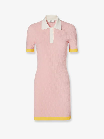 Vestito corto in misto cotone e seta con motivo FF all-over thumbnail