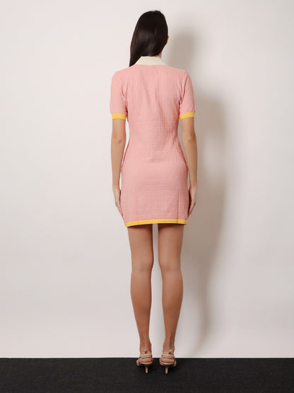 Cotton and silk blend short dress with all-over FF motif thumbnail