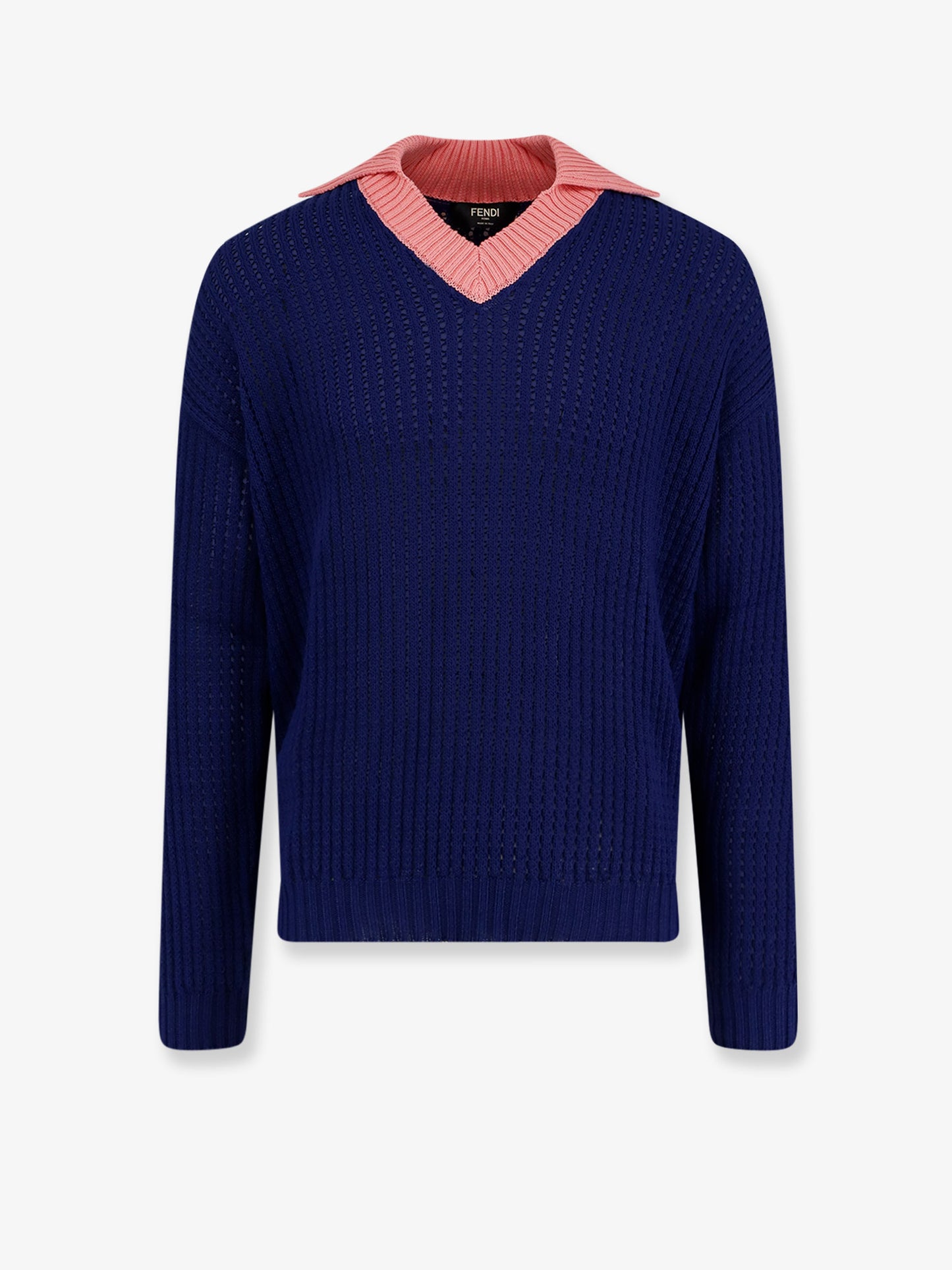 Cotton sweater with contrasting collar