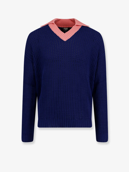 Cotton sweater with contrasting collar thumbnail