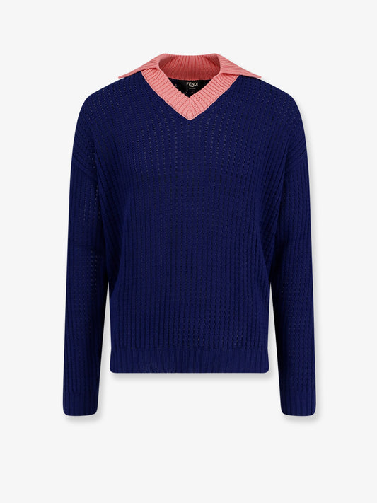 Cotton sweater with contrasting collar