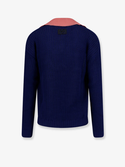 Cotton sweater with contrasting collar thumbnail