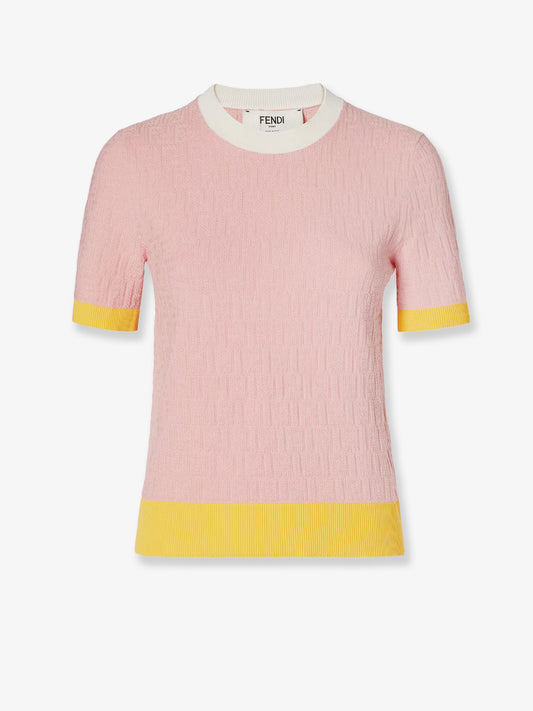 Cotton and silk sweater with all-over FF motif