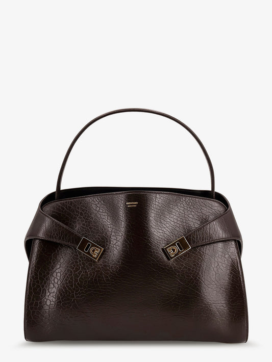 Hug leather shoulder bag with logo on the front