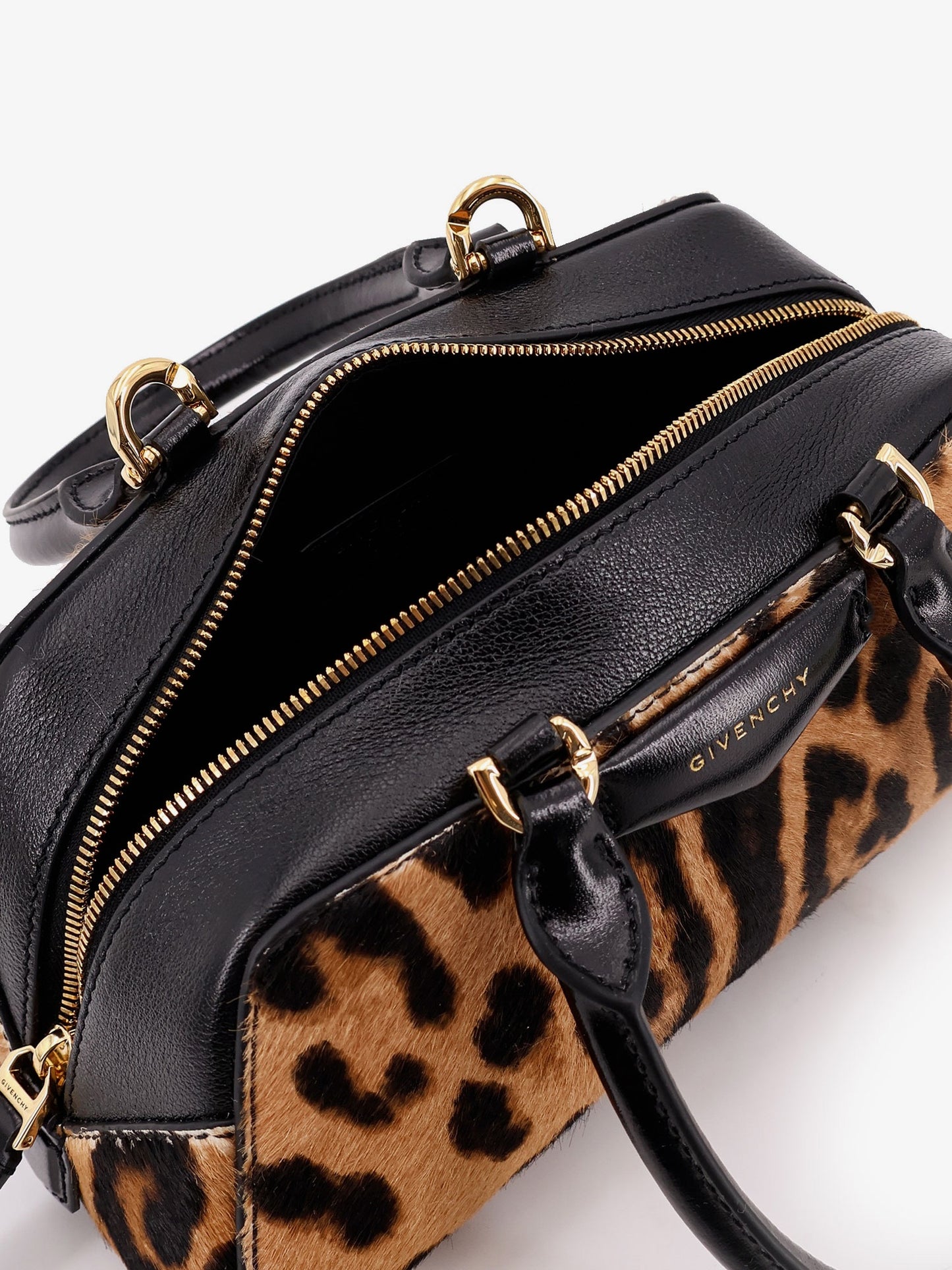 Antigona East West Mini pony skin crossbody bag with animal print