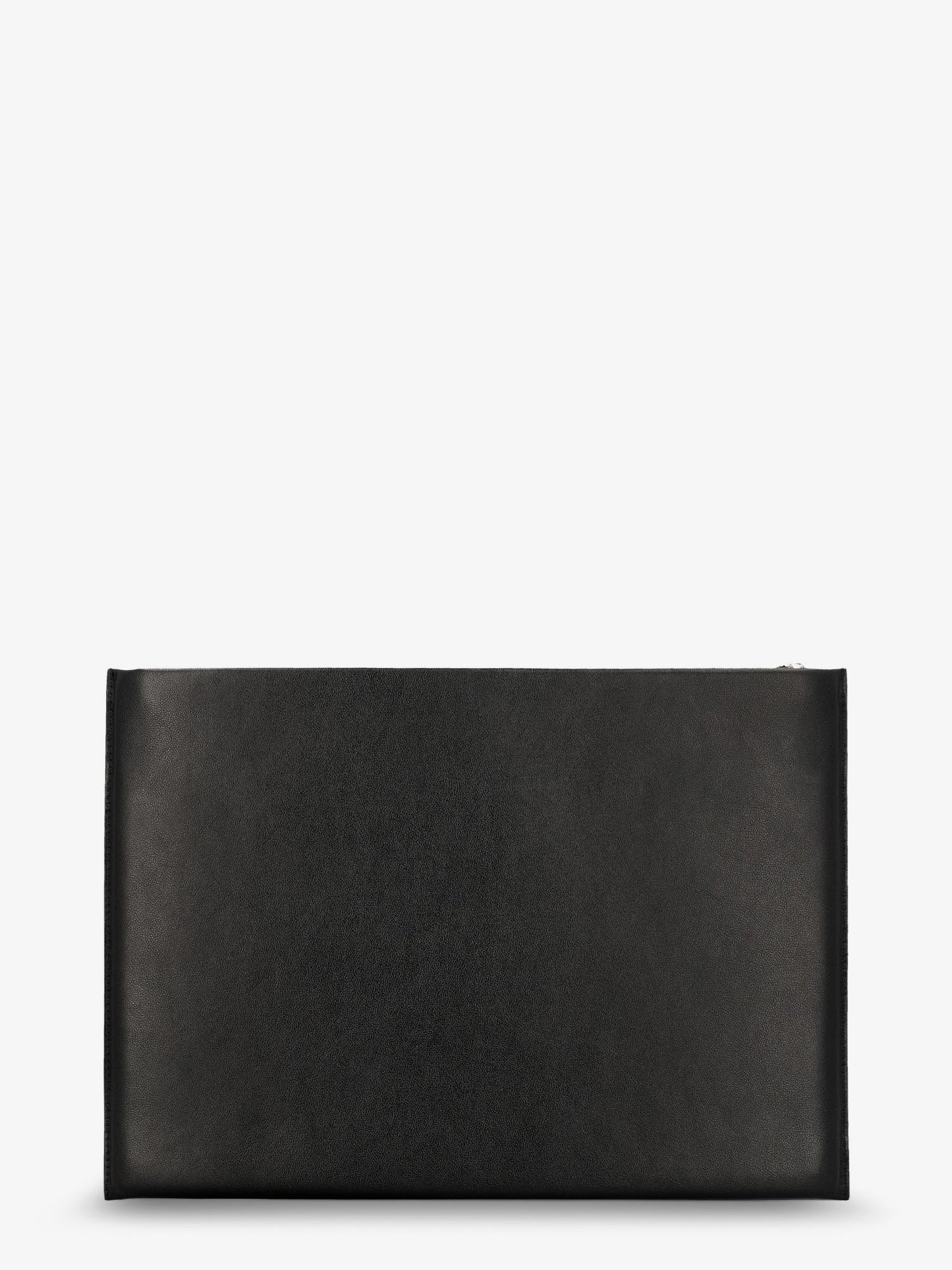 Leather clutch bag with lettering logo on the front