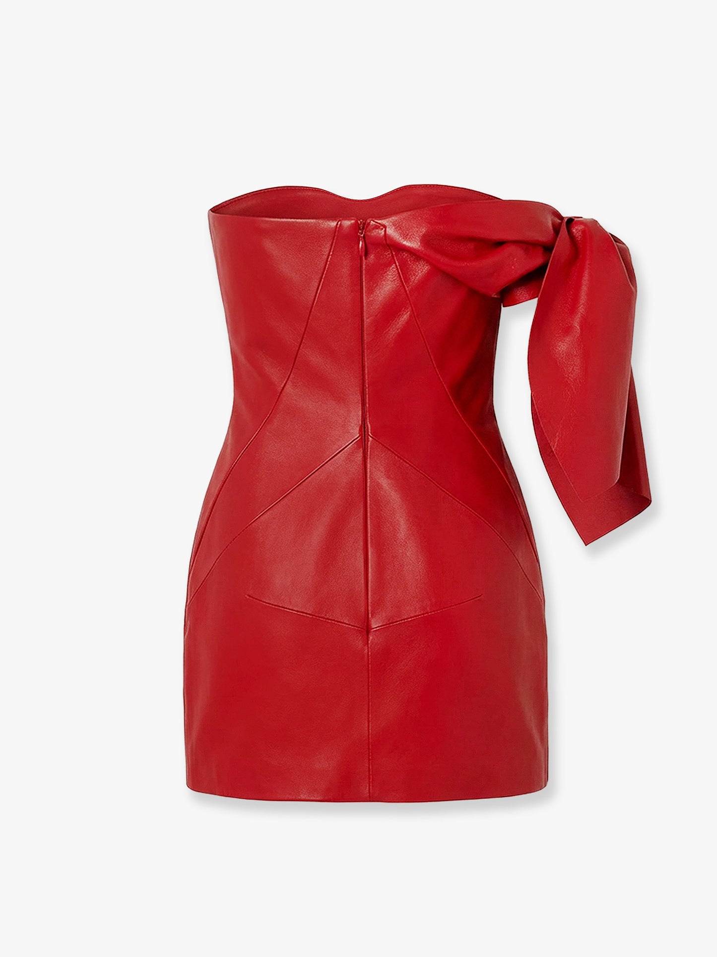 Leather bustier dress with bow detail