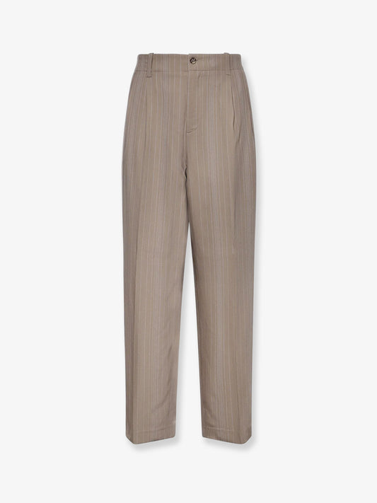 Wool blend trousers with pinstripe pattern