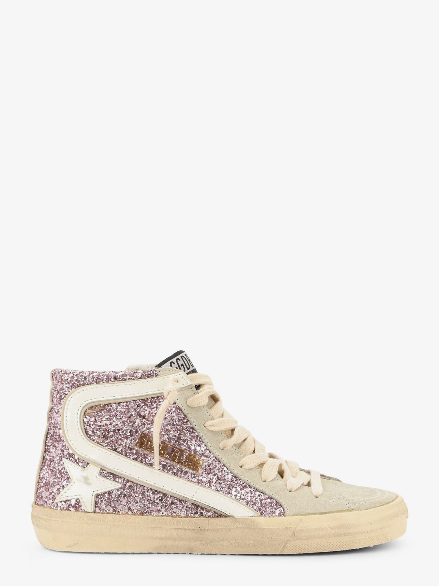 Leather sneakers with all-over glitter detail