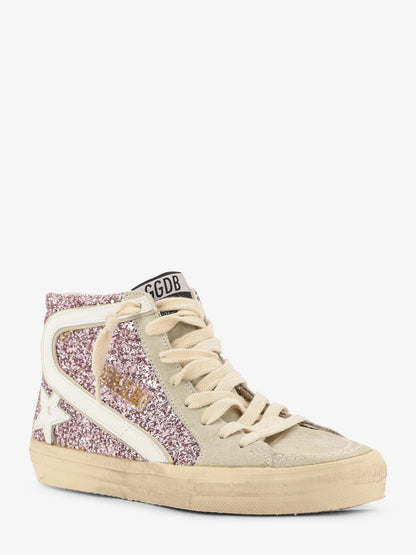 Leather sneakers with all-over glitter detail thumbnail