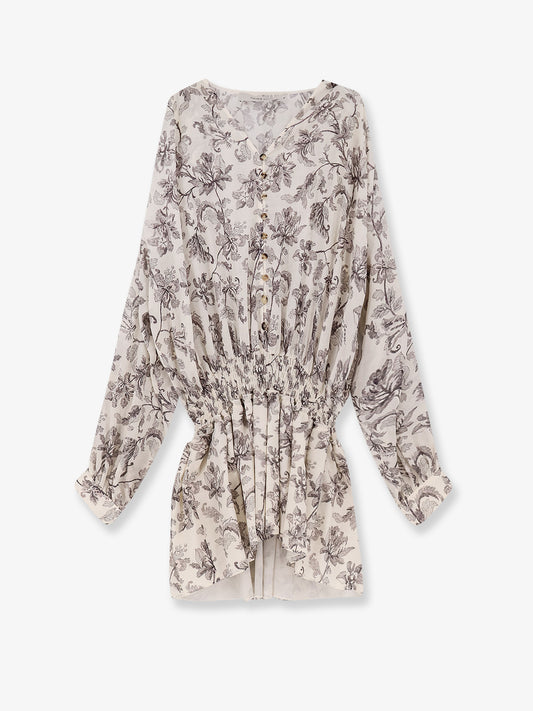 Vestito corto in cotone con fantasia floreale