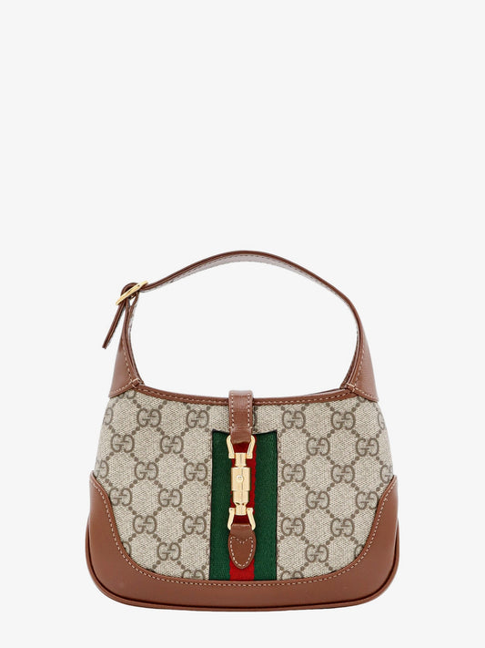 Gg supreme fabric and leather shoulder bag with iconic web band