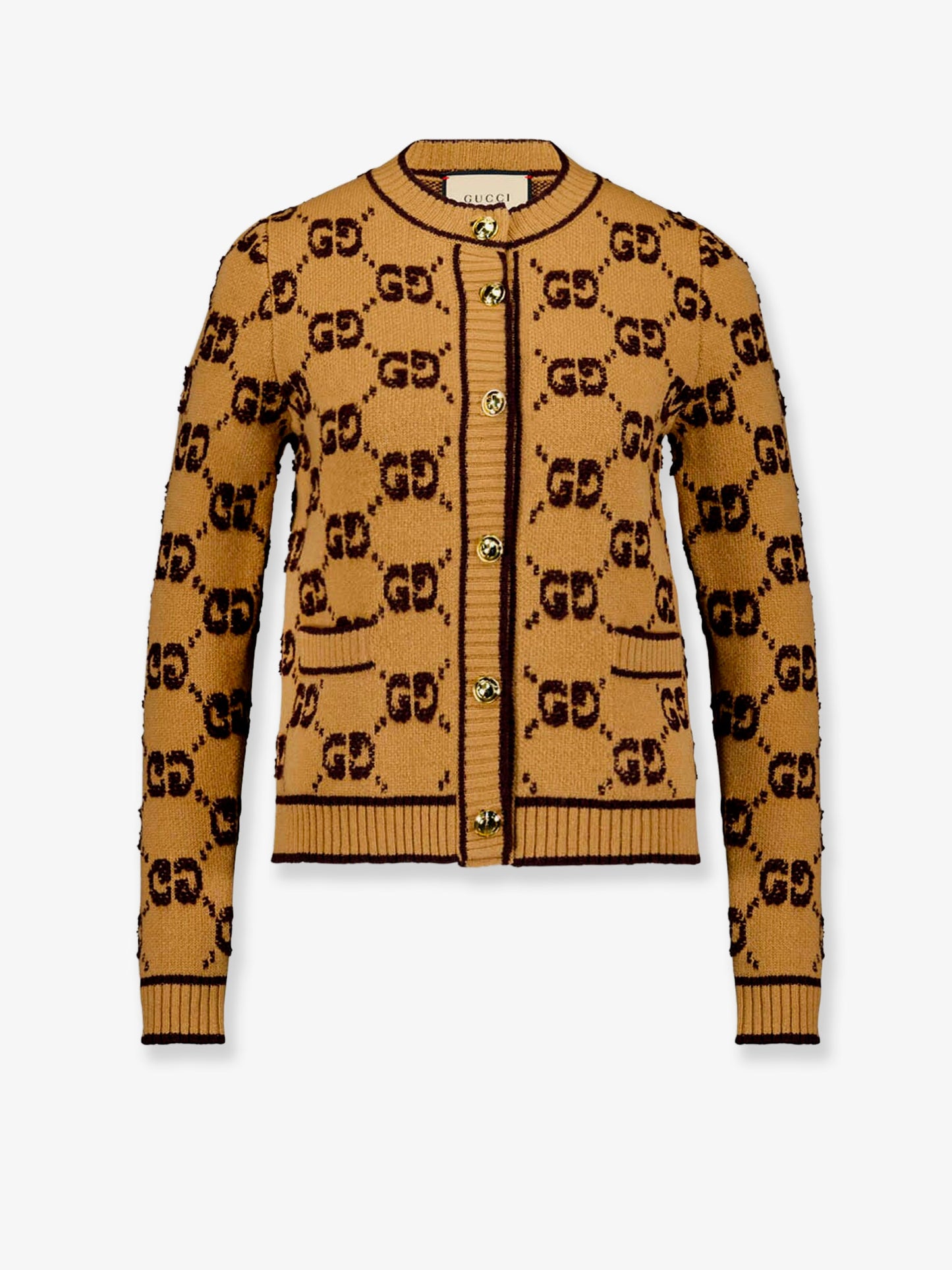 Wool cardigan with GG inlay