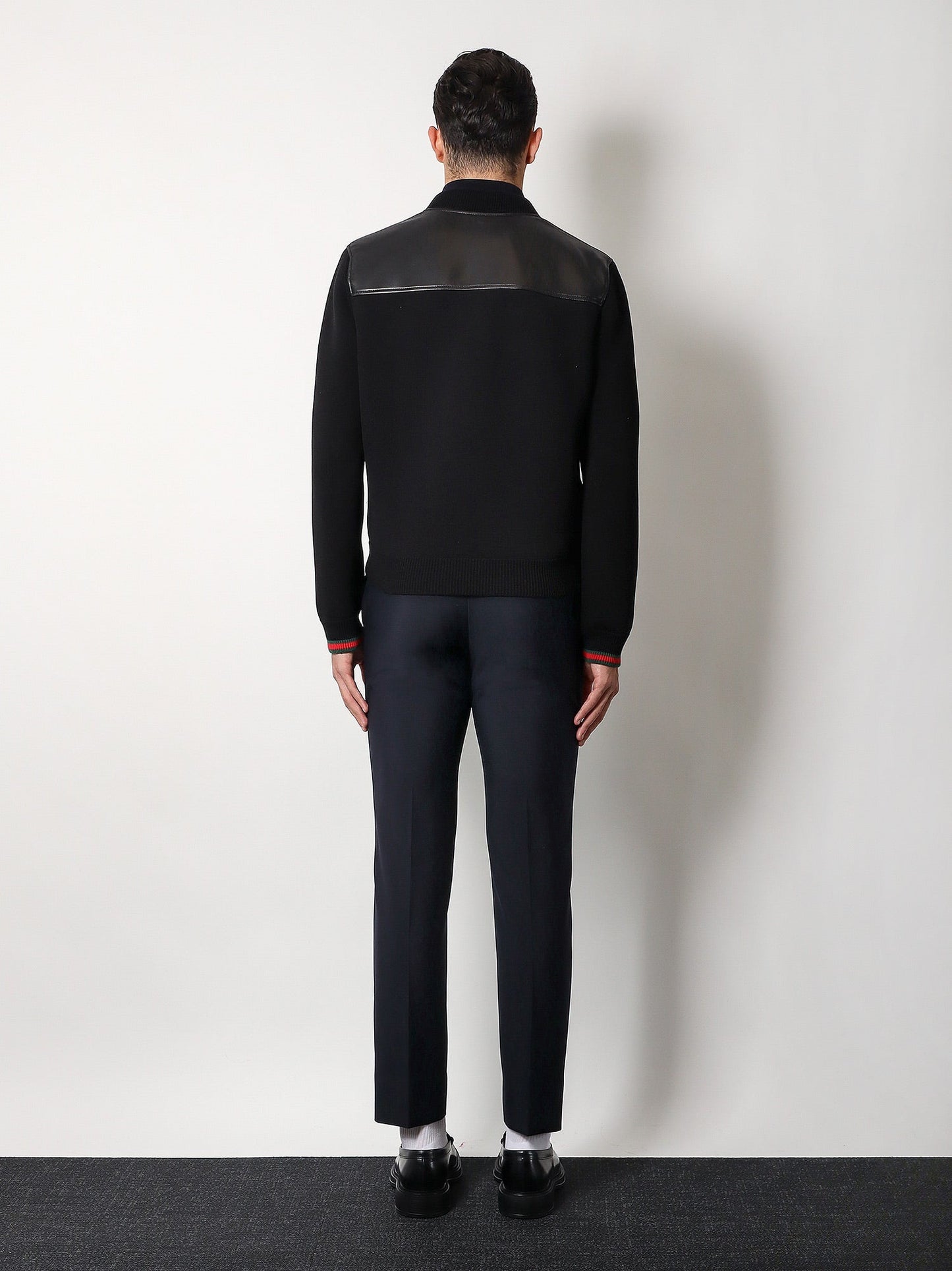 Leather and wool jacket