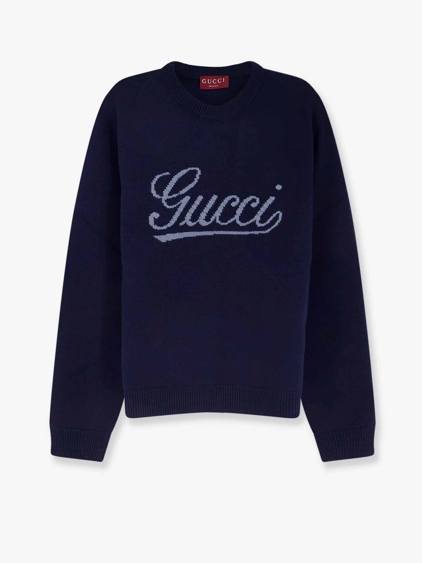Wool sweater with frontal embroidered logo