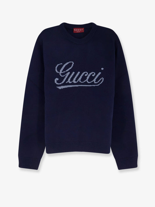 Wool sweater with frontal embroidered logo