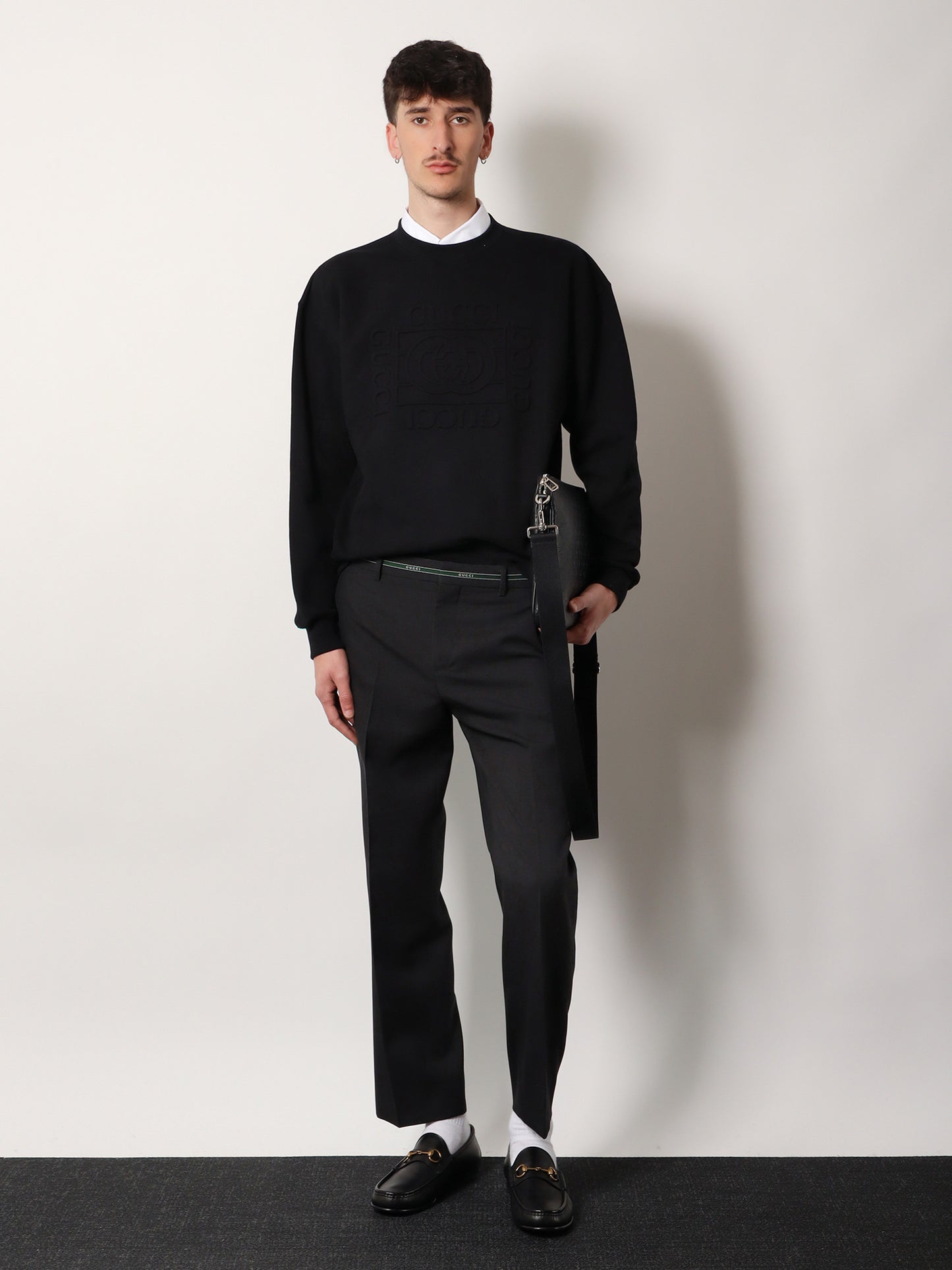 Cotton sweatshirt with frontal embossed logo