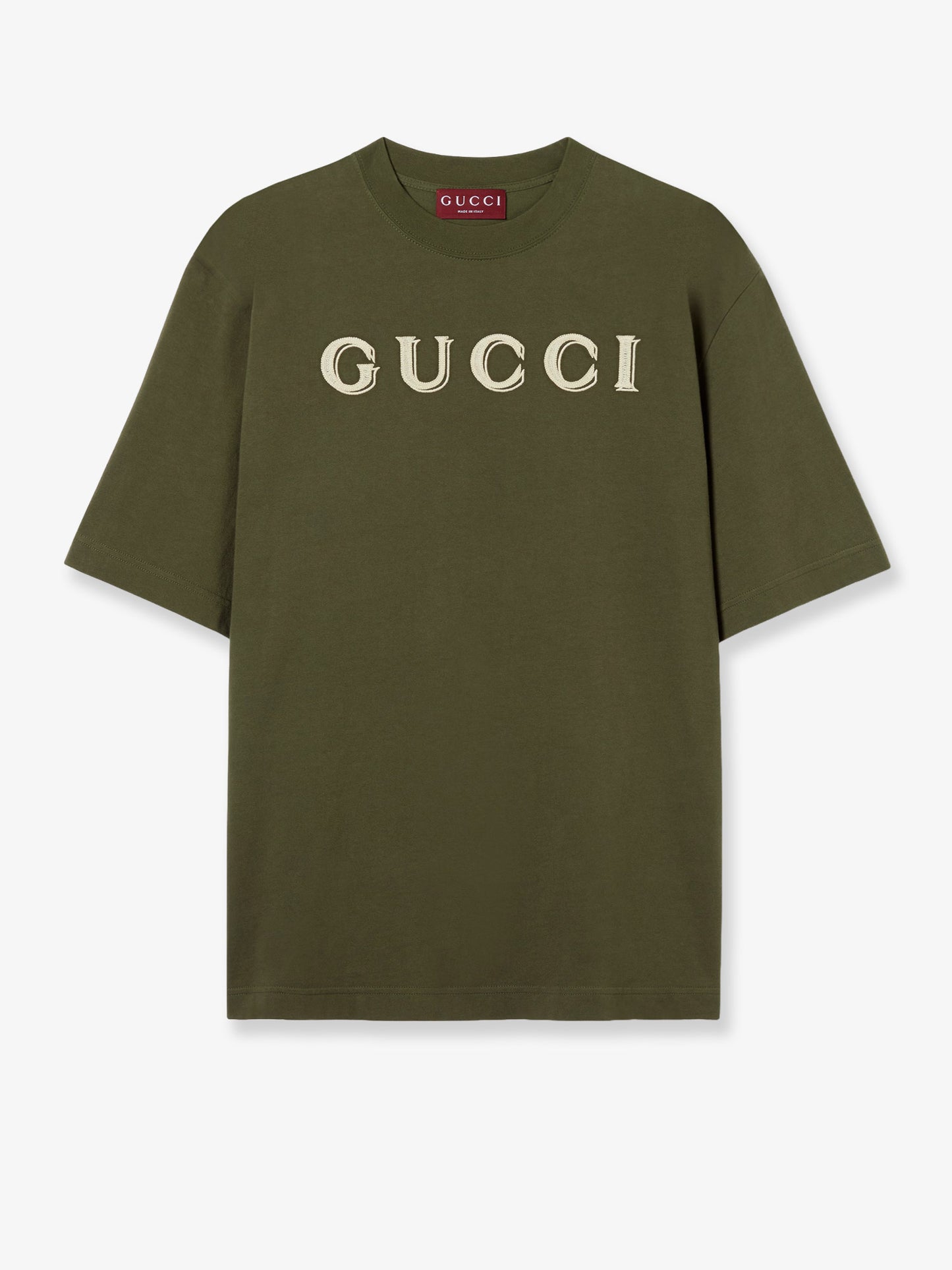 Cotton T-shirt with Gucci embroidery on the front