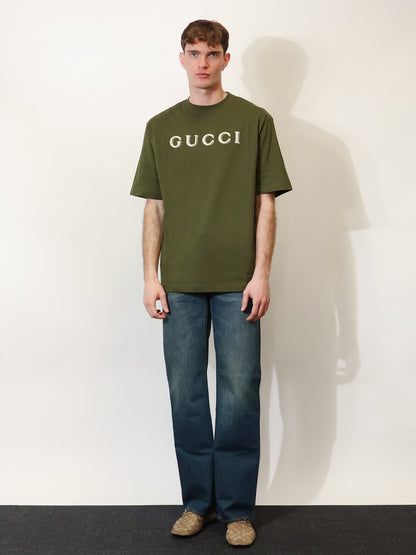 Cotton T-shirt with Gucci embroidery on the front thumbnail