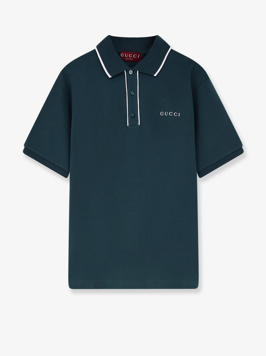 Stretch cotton polo with embroidered logo