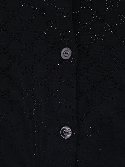 Wool and viscose cardigan with all-over GG logo thumbnail