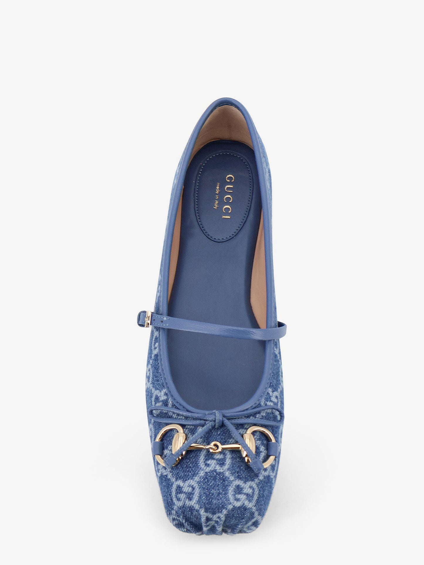 GG fabric ballet flat with metal Horsebit