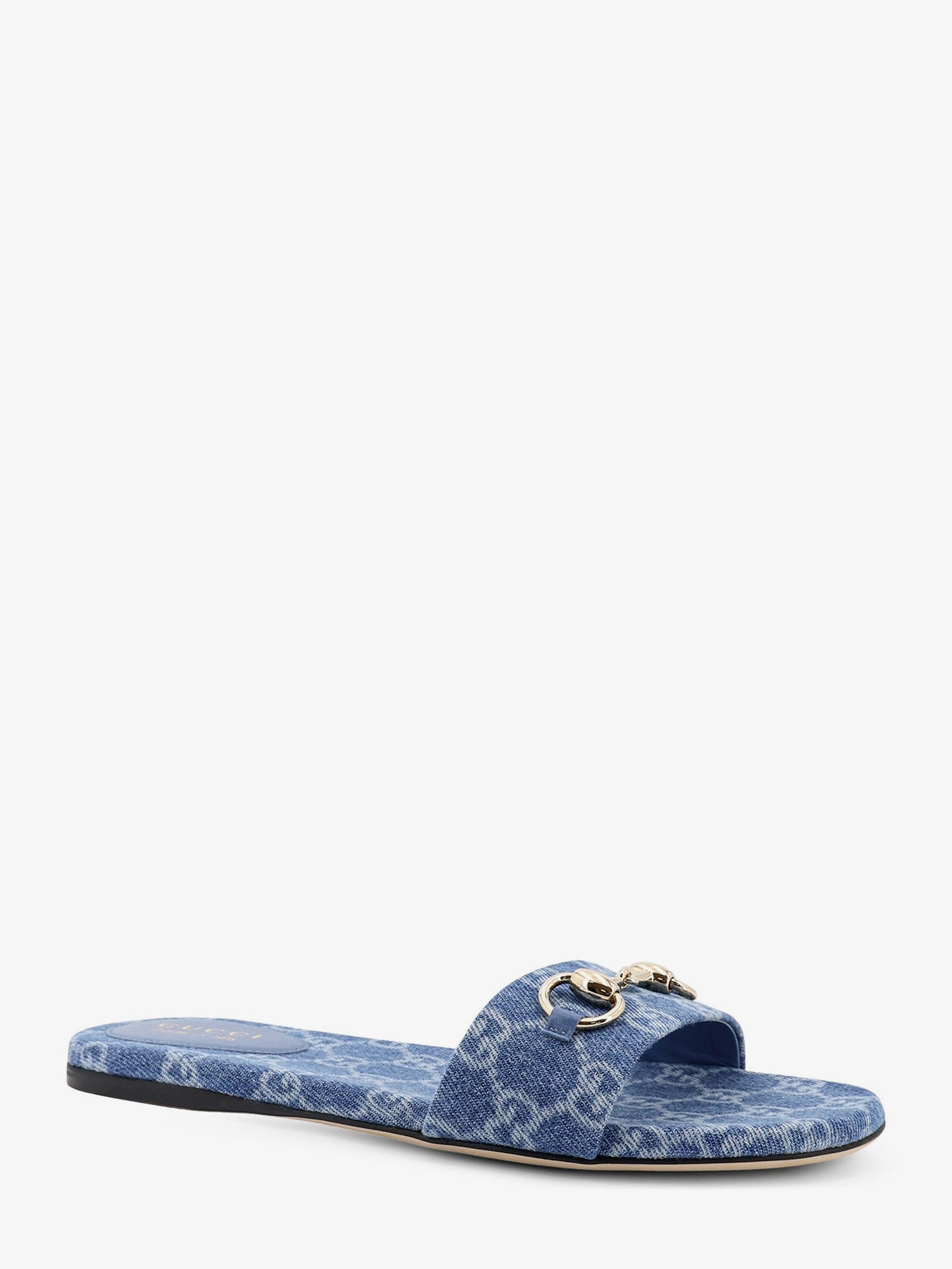 GG denim sandals with metal Horsebit