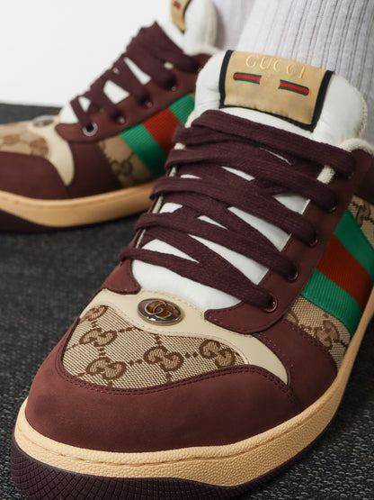 GG fabric leather sneakers thumbnail
