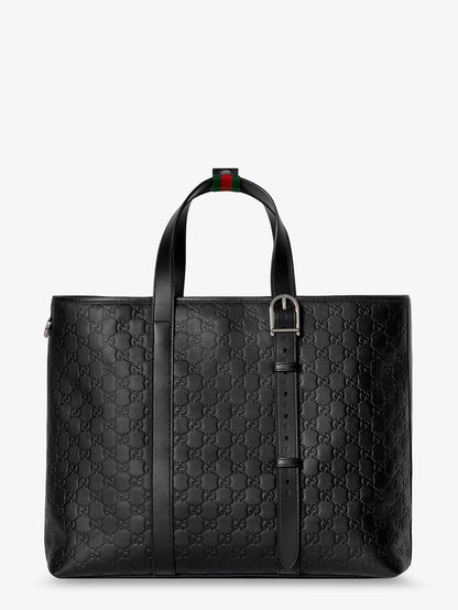 GG Emblem  leather shopping bag with embossed GG motif thumbnail